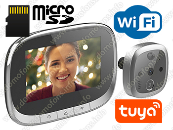 Видеоглазок с монитором Tuya Wi-Fi для двери iHome SW2-Tuya с записью на SD карту и датчиком движения
